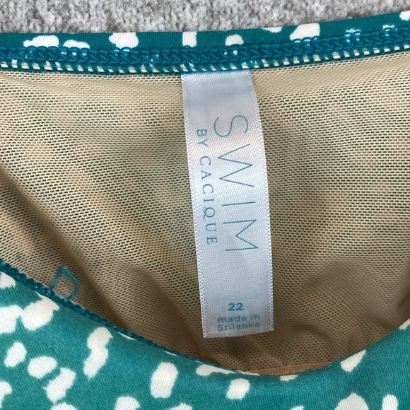 Cacique tankini swim top size 22 green with white spots resort tropical travel - Picture 2 of 8